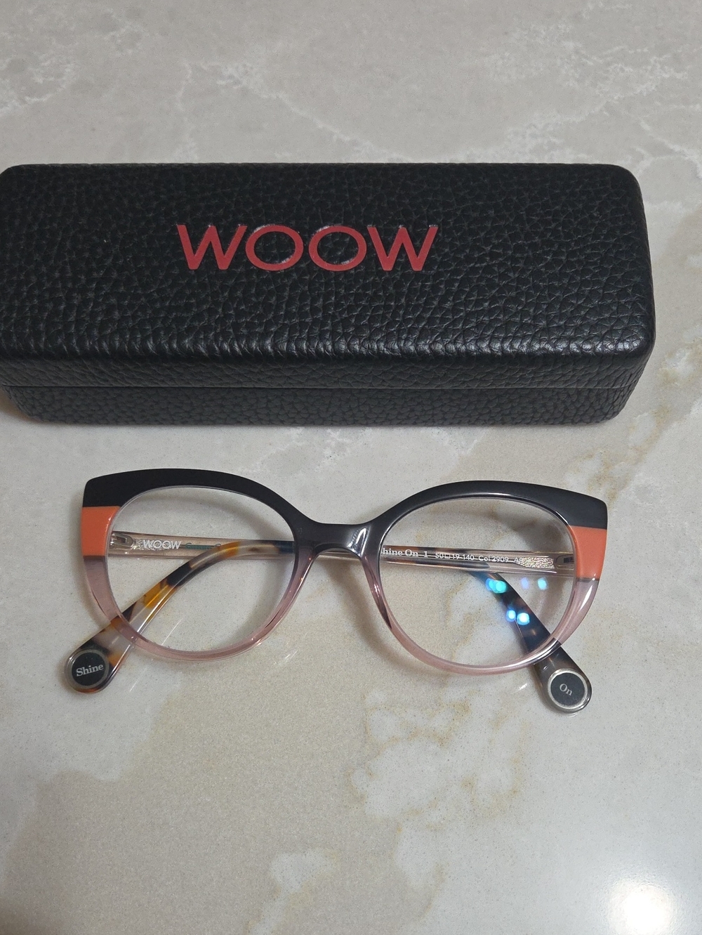 WooW Black, Orange and Pink Cat-Eye Glasses with case